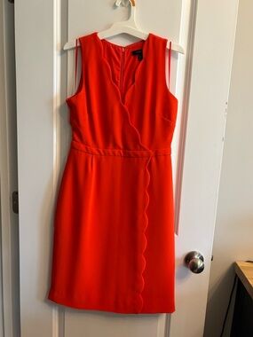 J. Crew Bright Orange Scallop-Trim Sleeveless Sheath Dress
